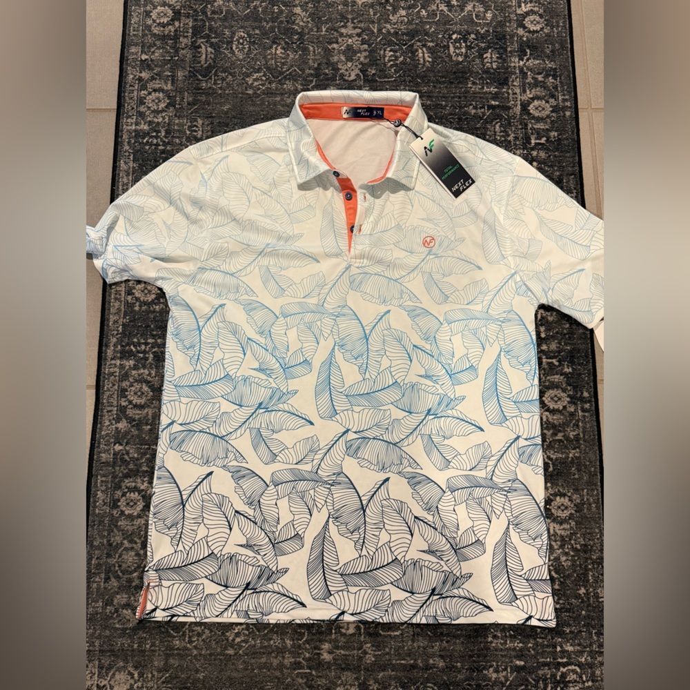 Leaf Pattern Golf Polo Shirt